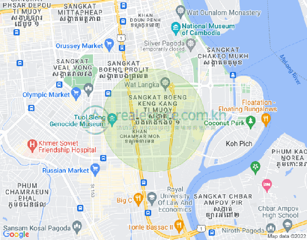 万景岗1分区（BKK1), 波哥堪, 金边地图