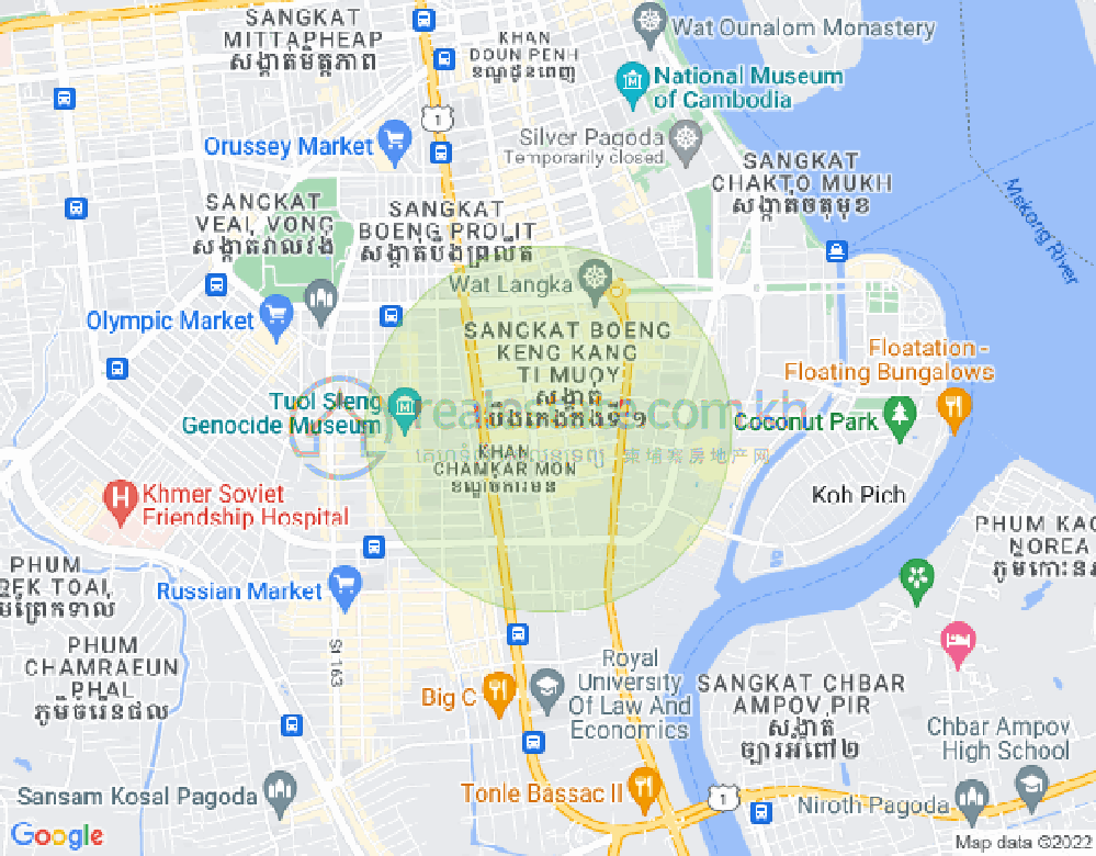 Mapa: BKK 1, Boeng Keng Kang, Phnom Penh
