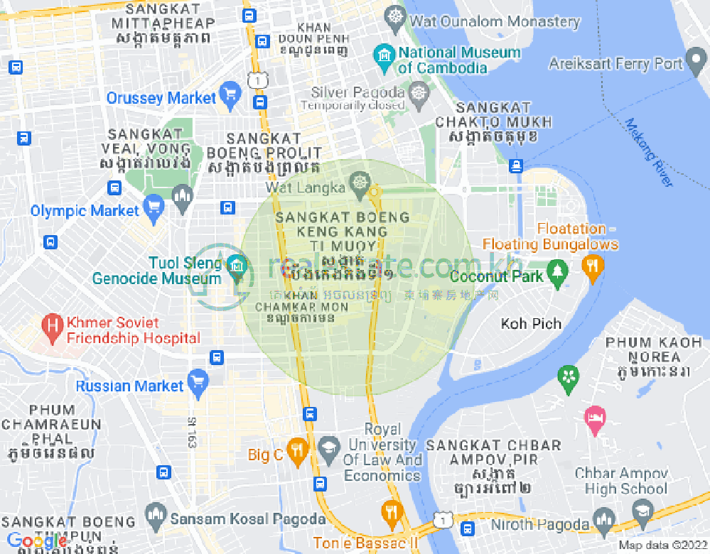 Map of BKK 1, Boeng Keng Kang, Phnom Penh