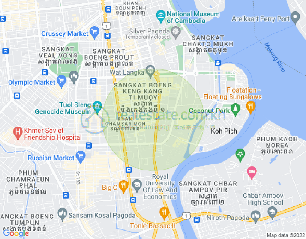 Map of Toul Tum Poung 1, Chamkarmon, Phnom Penh