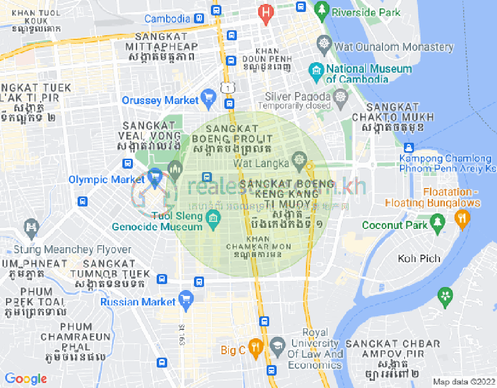 Carte de BKK 1, Boeng Keng Kang, Phnom Penh