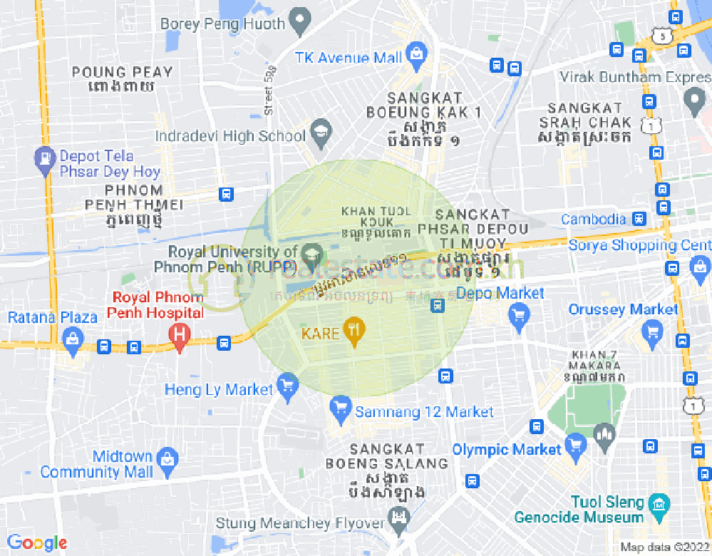 Карта Туек L'ak 1, Тул Кок, Пномпень
