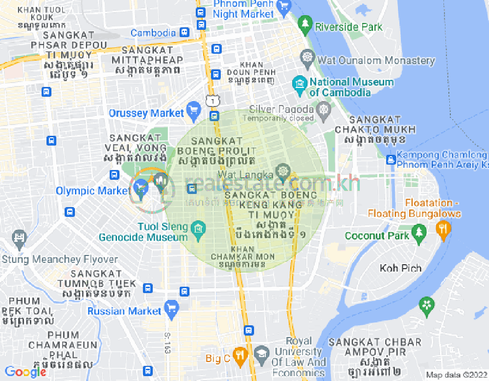 만경강1부구(BKK1), 벙껭깡, 프놈펜 지도