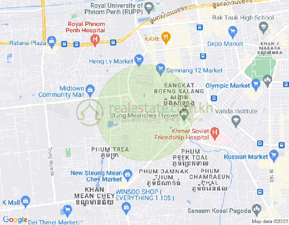 Ou Baek K'am村, 森速区, 金边地图