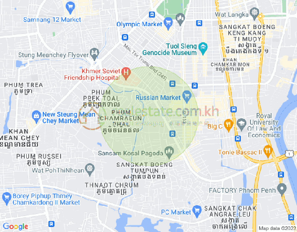 Boeung Tumpun分区, 棉芷区, 金边地图