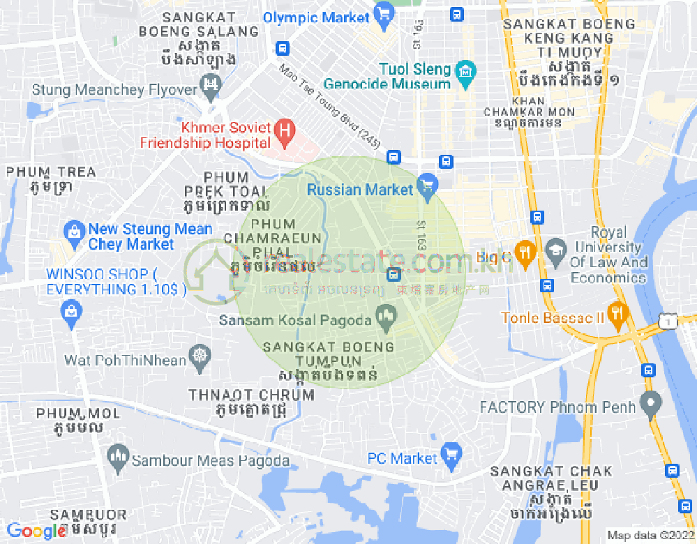Boeung Tumpun分区, 棉芷区, 金边地图