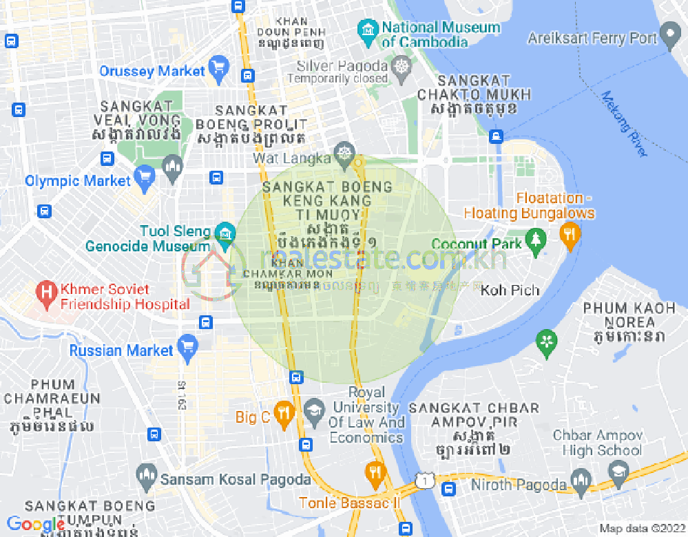 Map of BKK 1, Boeng Keng Kang, Phnom Penh