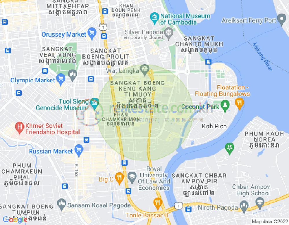 万景岗1分区（BKK1), 波哥堪, 金边地图