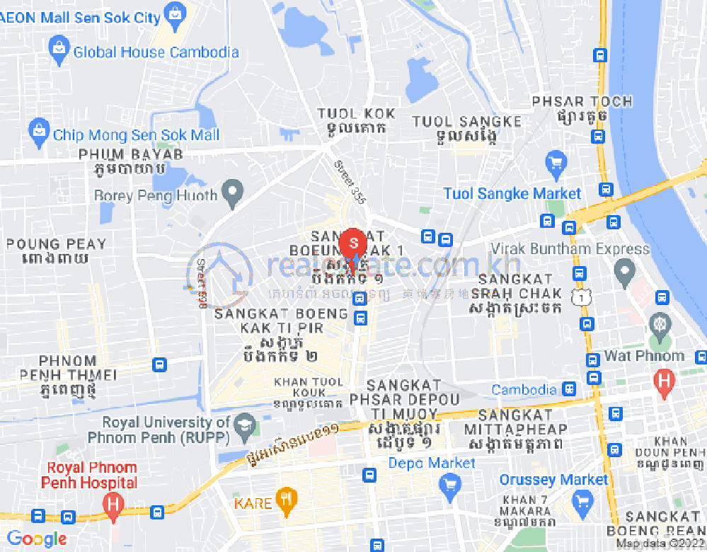 Mapa: Boeung Kak 1, Toul Kork, Phnom Penh