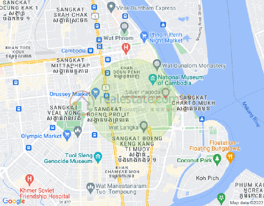Mapa: Boeng Reang, Daun Penh, Phnom Penh