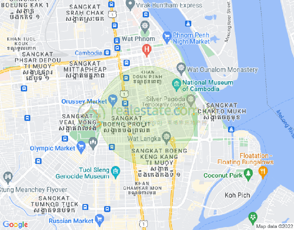 Mapa: Boeng Reang, Daun Penh, Phnom Penh