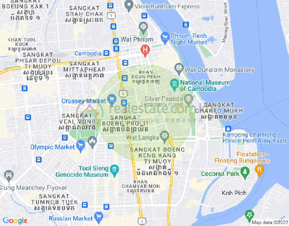 Mapa: Boeng Reang, Daun Penh, Phnom Penh