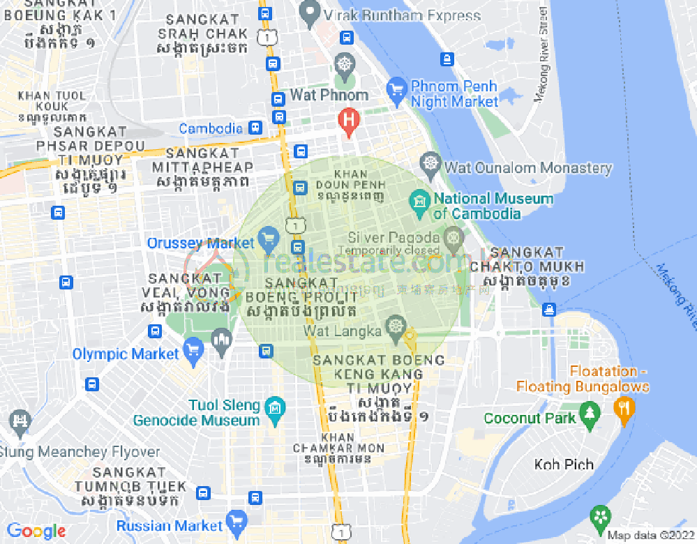 Mapa: Boeng Reang, Daun Penh, Phnom Penh