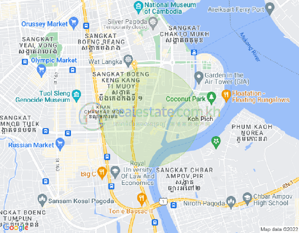 Carte de Tonle Bassac, Chamkarmon, Phnom Penh