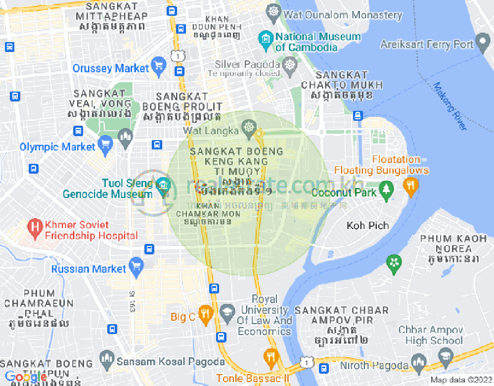 Mapa: BKK 1, Boeng Keng Kang, Phnom Penh