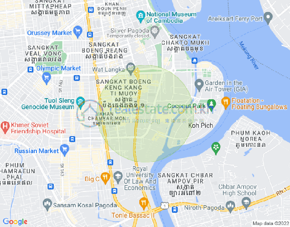 トンレバサック, チャムカモン, プノンペンの地図