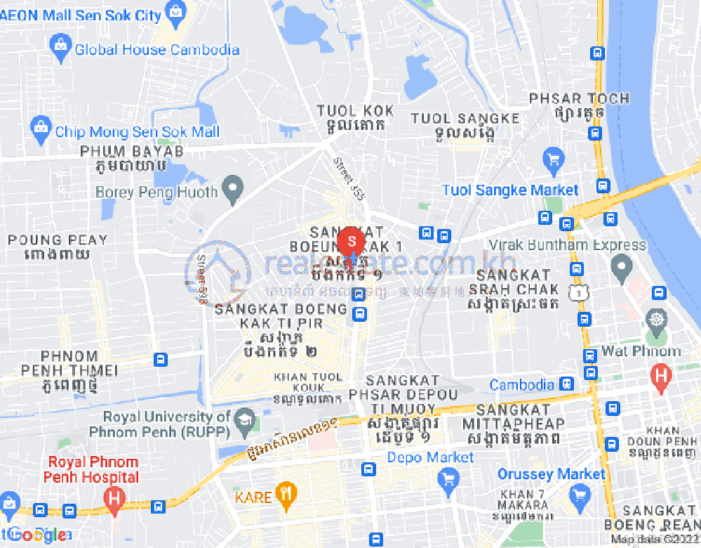 Carte de Boeung Kak 1, Toul Kork, Phnom Penh