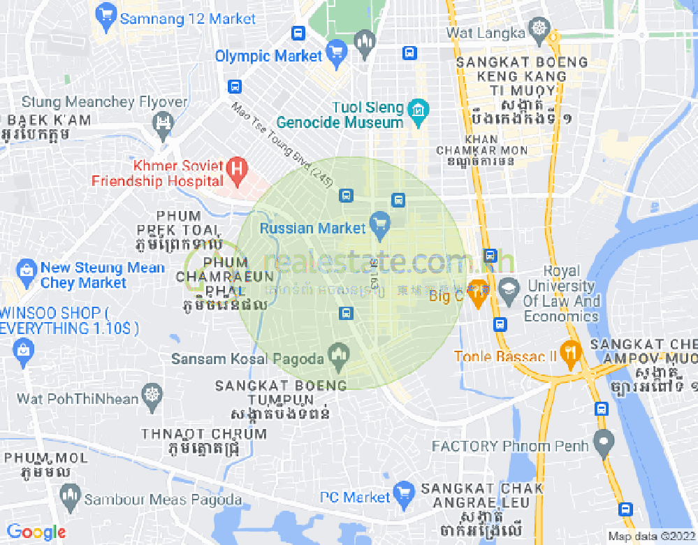 Map of Toul Tum Poung 1, Chamkarmon, Phnom Penh