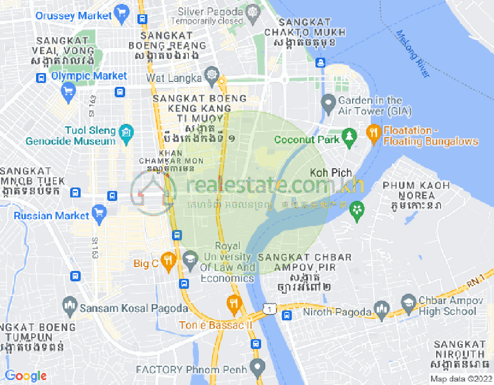 Carte de Tonle Bassac, Chamkarmon, Phnom Penh