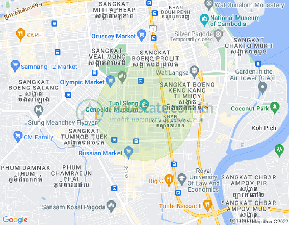 Carte de BKK 1, Boeng Keng Kang, Phnom Penh