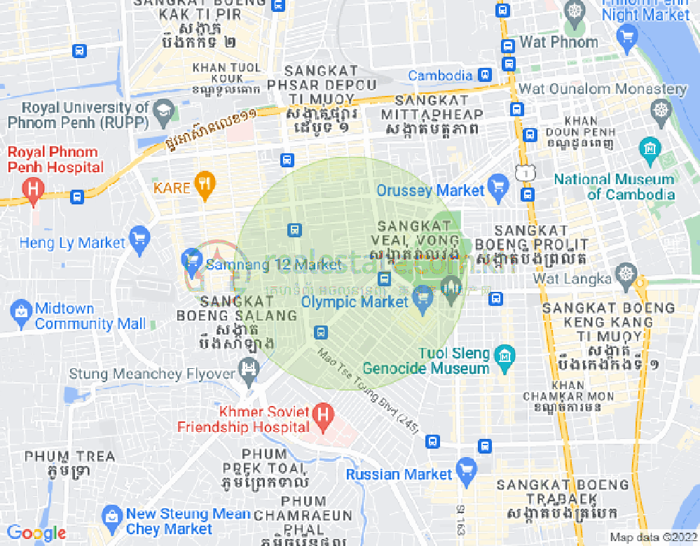 プサーダウムコー, トゥールコーク, プノンペンの地図