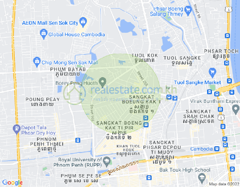 แผนที่ บึงกัก 1, ตuolโกก, พนมเปญ