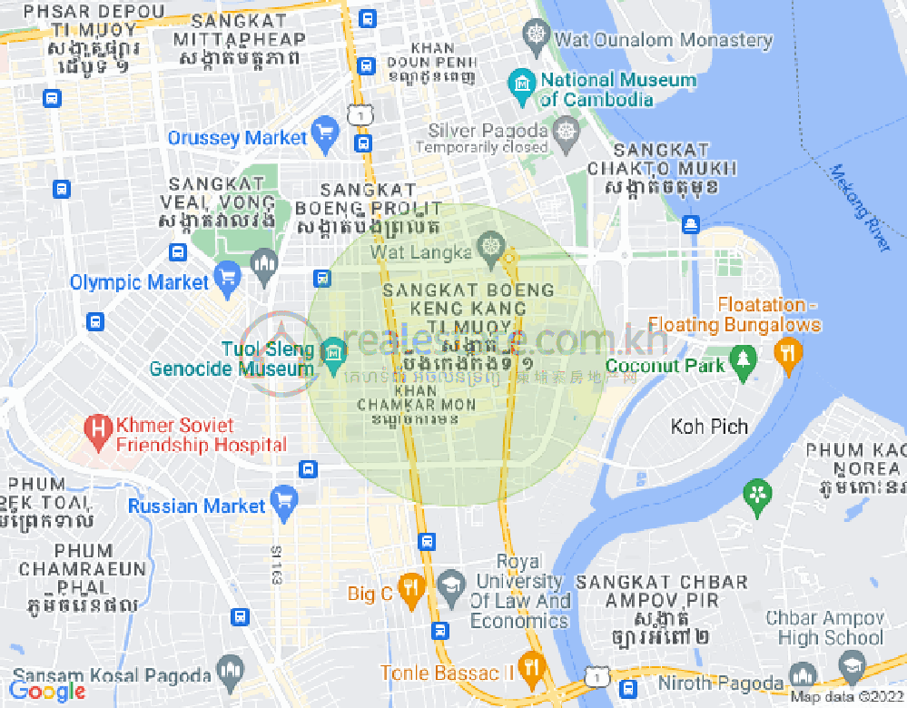Carte de BKK 1, Boeng Keng Kang, Phnom Penh