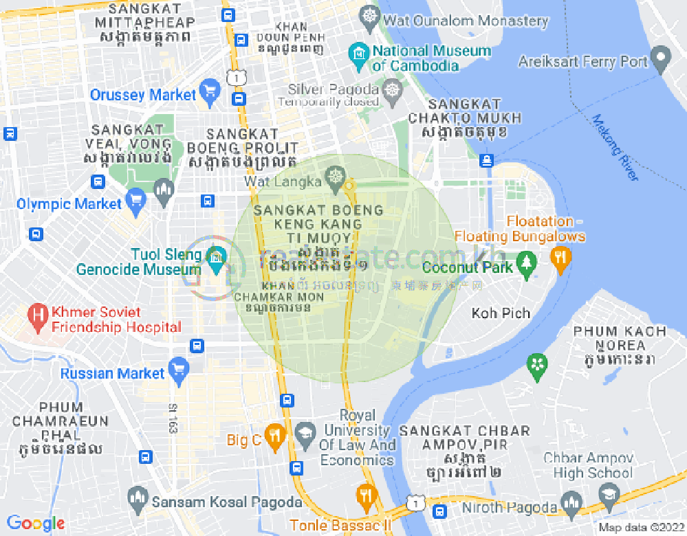 Map of BKK 1, Boeng Keng Kang, Phnom Penh