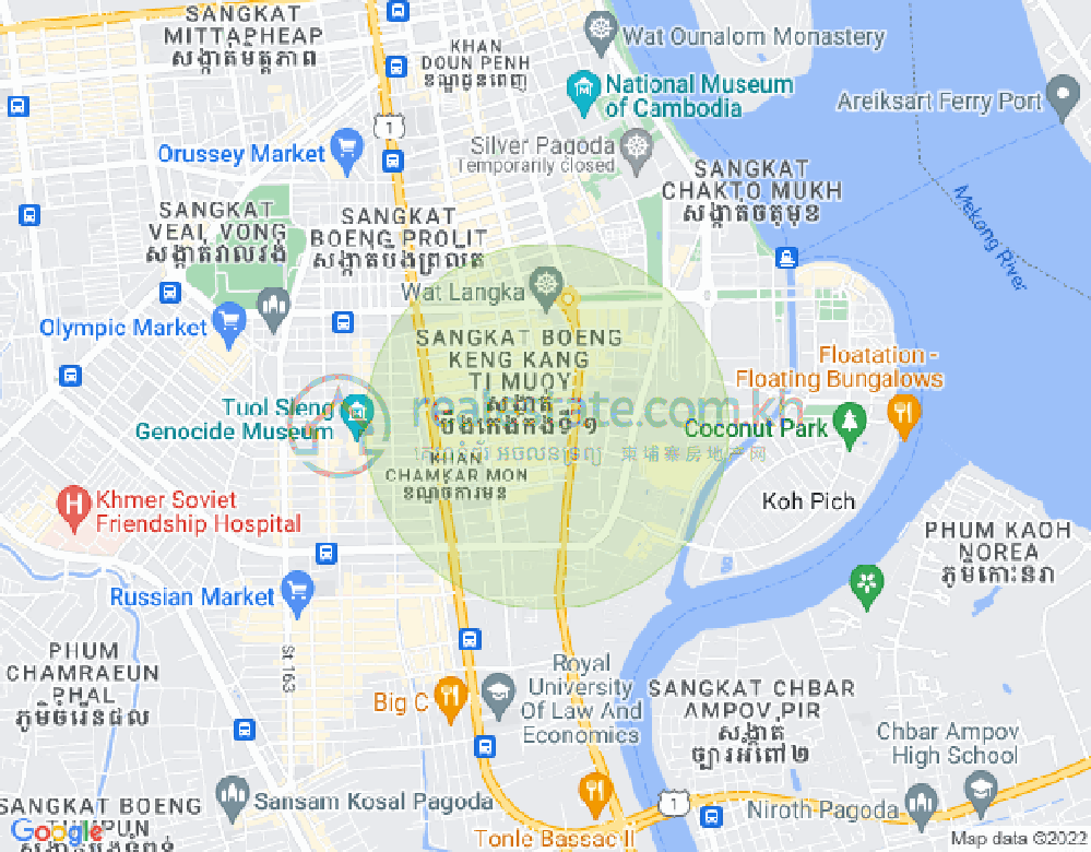 万景岗1分区（BKK1), 波哥堪, 金边地图