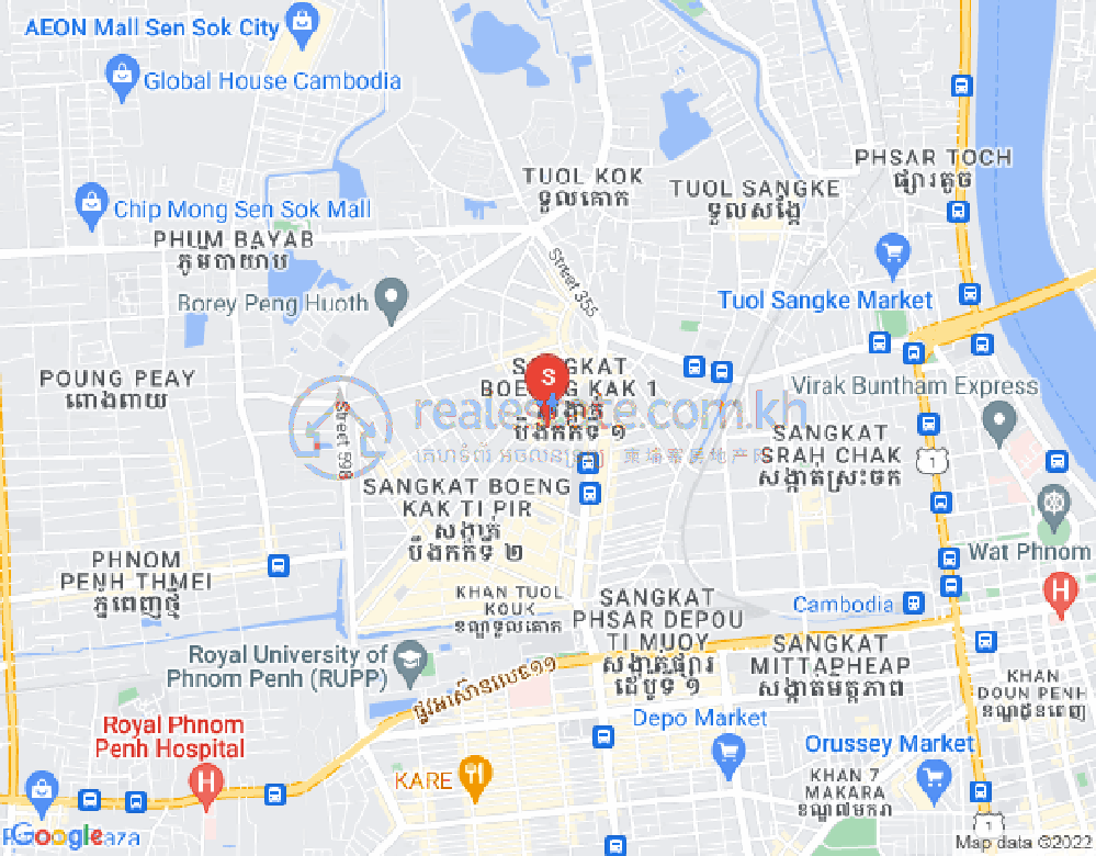 Map of Boeung Kak 1, Toul Kork, Phnom Penh