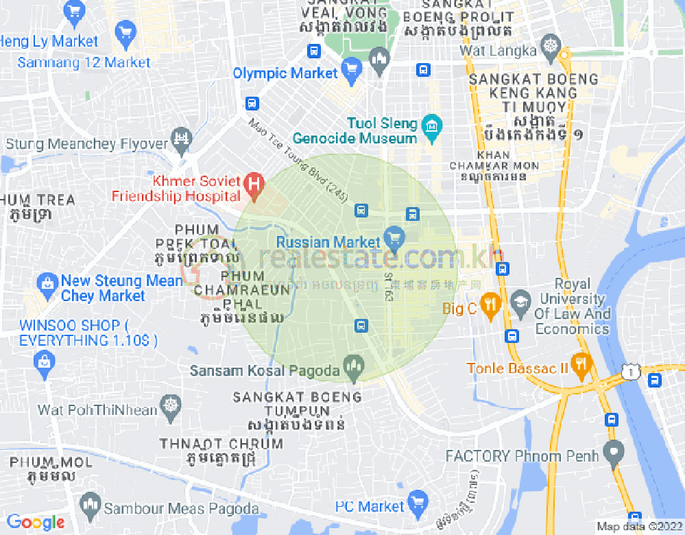Map of Toul Tum Poung 1, Chamkarmon, Phnom Penh