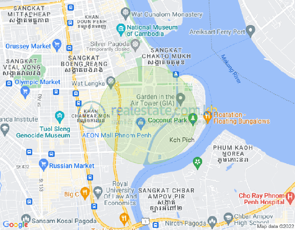 トンレバサック, チャムカモン, プノンペンの地図