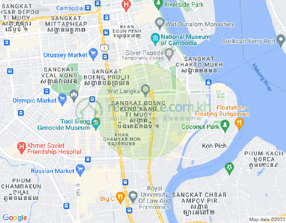 万景岗1分区（BKK1), 波哥堪, 金边地图