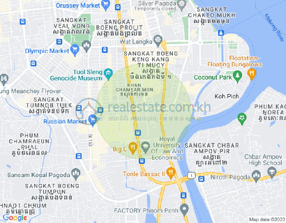 Mapa: BKK 1, Boeng Keng Kang, Phnom Penh