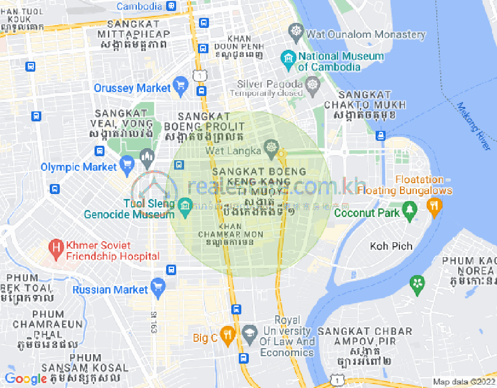 Carte de BKK 1, Boeng Keng Kang, Phnom Penh