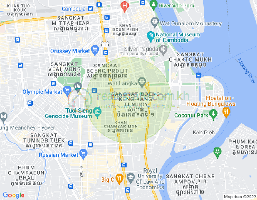 Carte de BKK 1, Boeng Keng Kang, Phnom Penh