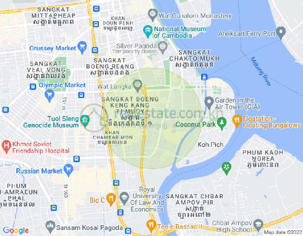 Map of Tonle Bassac, Chamkarmon, Phnom Penh