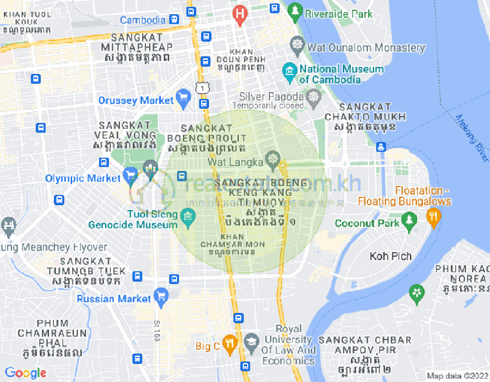 Mapa: BKK 1, Boeng Keng Kang, Phnom Penh