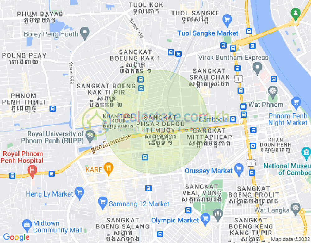 แผนที่ พสาเดโป 1, ตuolโกก, พนมเปญ