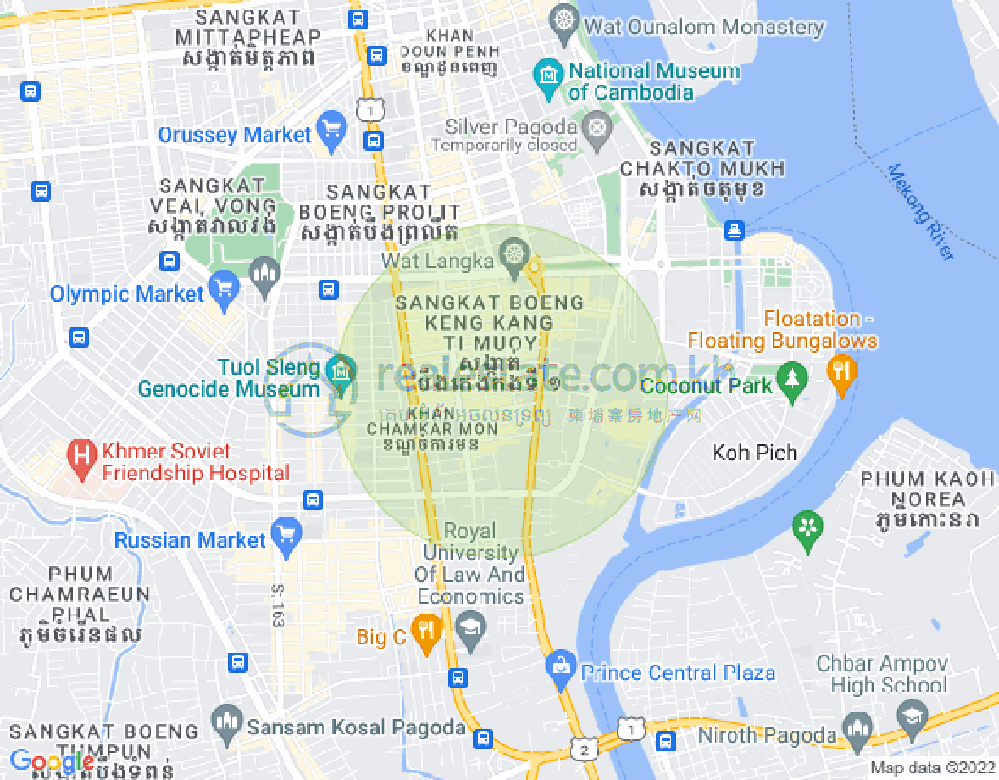 Map of BKK 2, Boeng Keng Kang, Phnom Penh