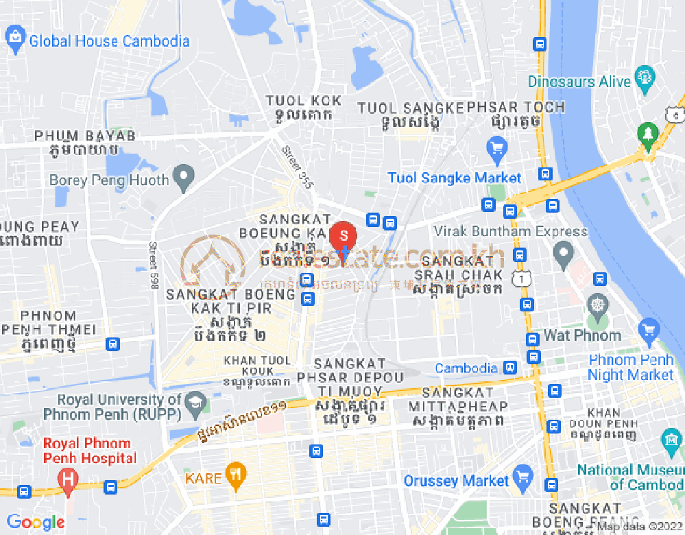 Map of Boeung Kak 1, Toul Kork, Phnom Penh
