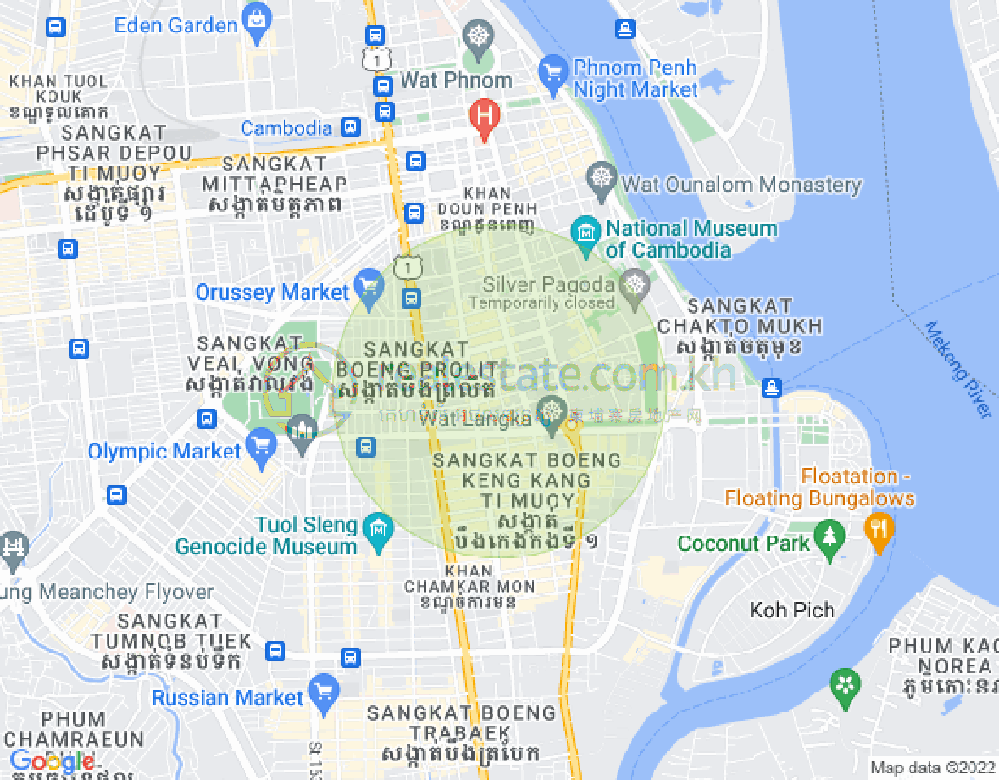 Map of Chakto Mukh, Daun Penh, Phnom Penh
