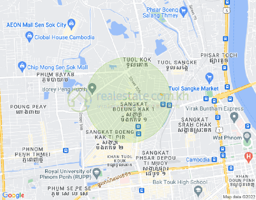Mapa: Boeung Kak 1, Toul Kork, Phnom Penh