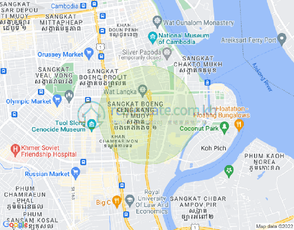 Map of BKK 1, Boeng Keng Kang, Phnom Penh