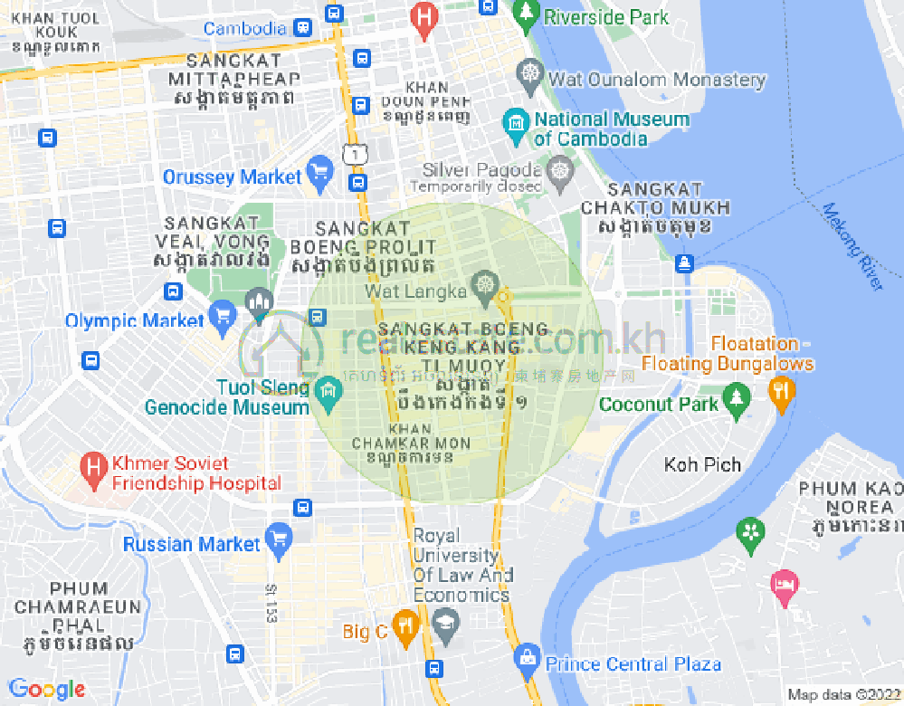 Carte de BKK 1, Boeng Keng Kang, Phnom Penh