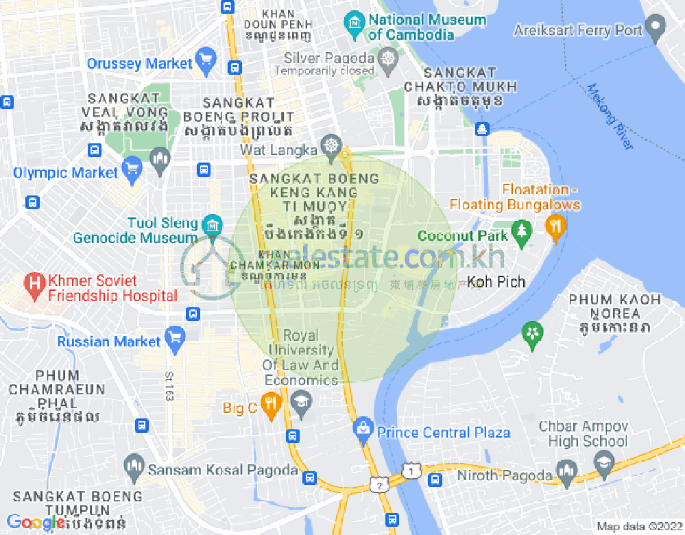 トンレバサック, チャムカモン, プノンペンの地図