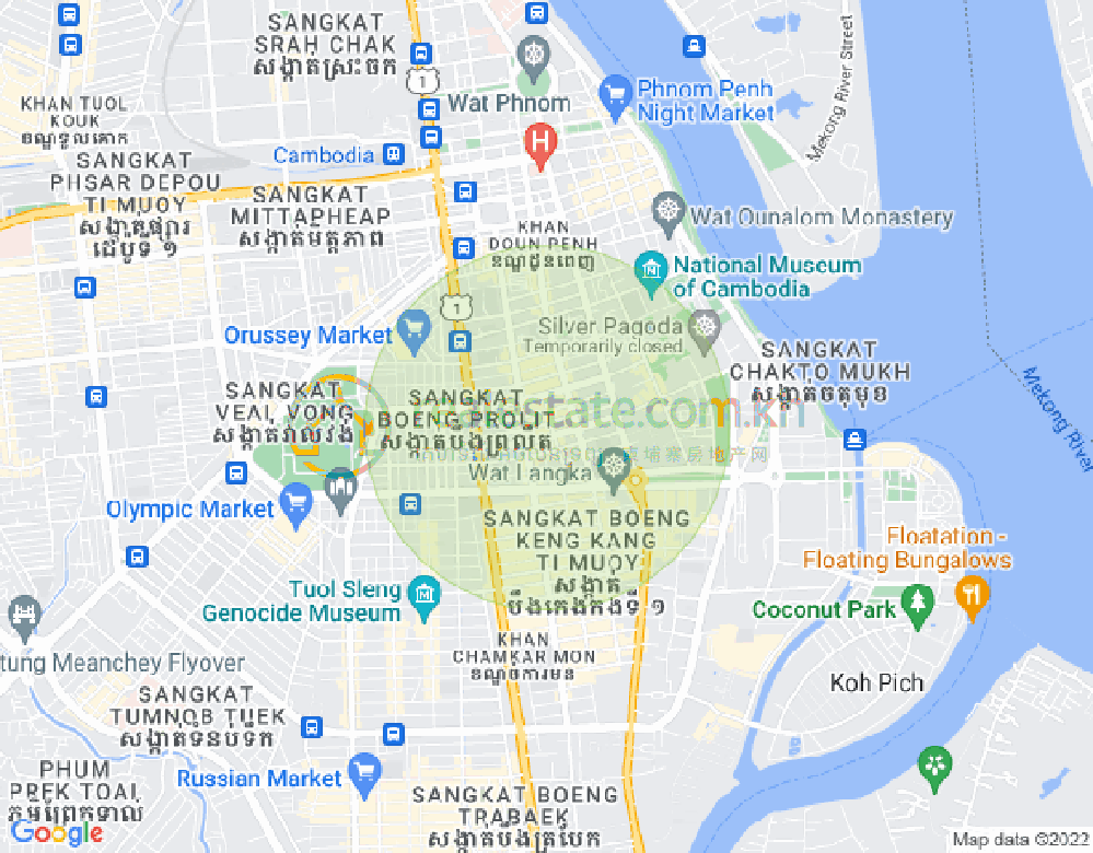 Carte de BKK 1, Boeng Keng Kang, Phnom Penh