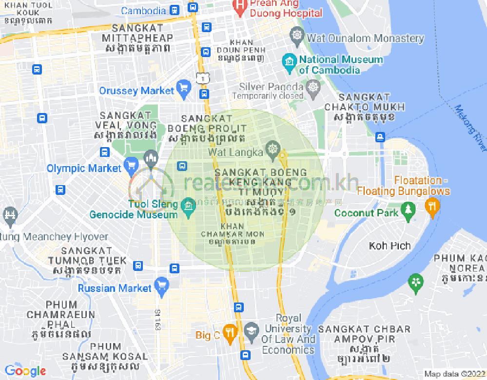 Mapa: BKK 1, Boeng Keng Kang, Phnom Penh
