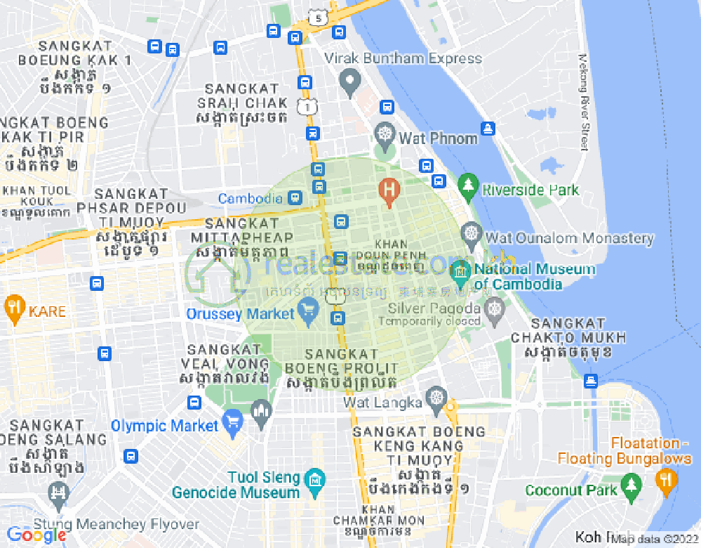 塔仔山, 隆边区, 金边地图