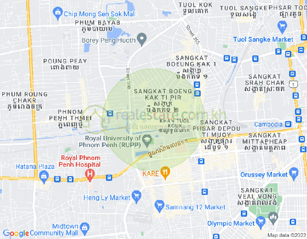 Mapa: Boeung Kak 2, Toul Kork, Phnom Penh